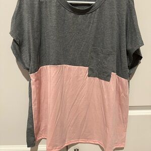 SHEIN Gray and Pink Short Sleeve Tee